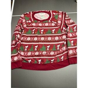Peanuts Snoopy Woodstock Christmas Fair Isle Sweatshirt Red XL Holiday Crewneck